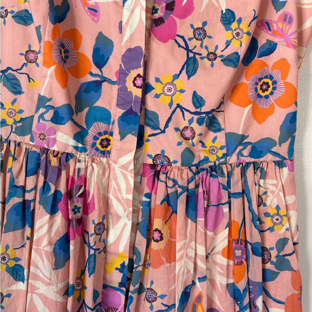 J. Crew Liberty Fabric Vibrant Floral Button-Down Midi Dress Size 4 - Picture 7 of 10